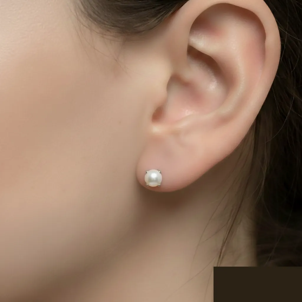 Gold, silver plated Pearl and AD Flat Back Stud Earrings Combo Pack of 4 - Detailed Feature View 1