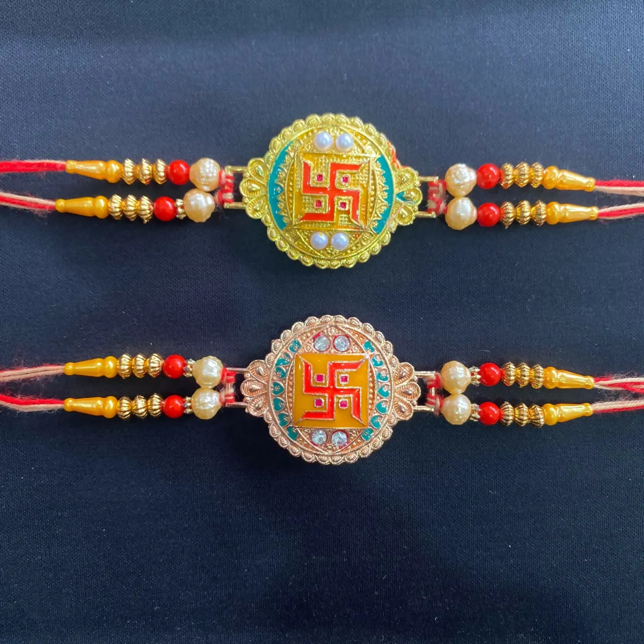 Premium Swastik Designer Rakhi for Brother | Traditional Festive Raksha Bandhan - Detailed Feature View 3