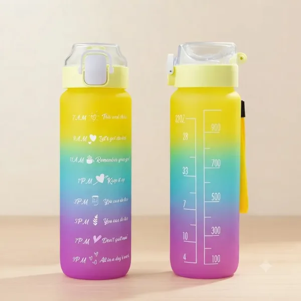 Motivational Water Bottle 1000ml | BPA Free Leak Proof Gym Sipper Bottle with Time Marker | Unbreakable Sipper (Pack of 1)