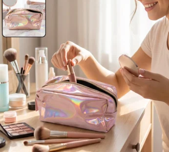 Waterproof Travel Cosmetic Pouch Holographic Makeup Toiletry Bag (1 Pc)