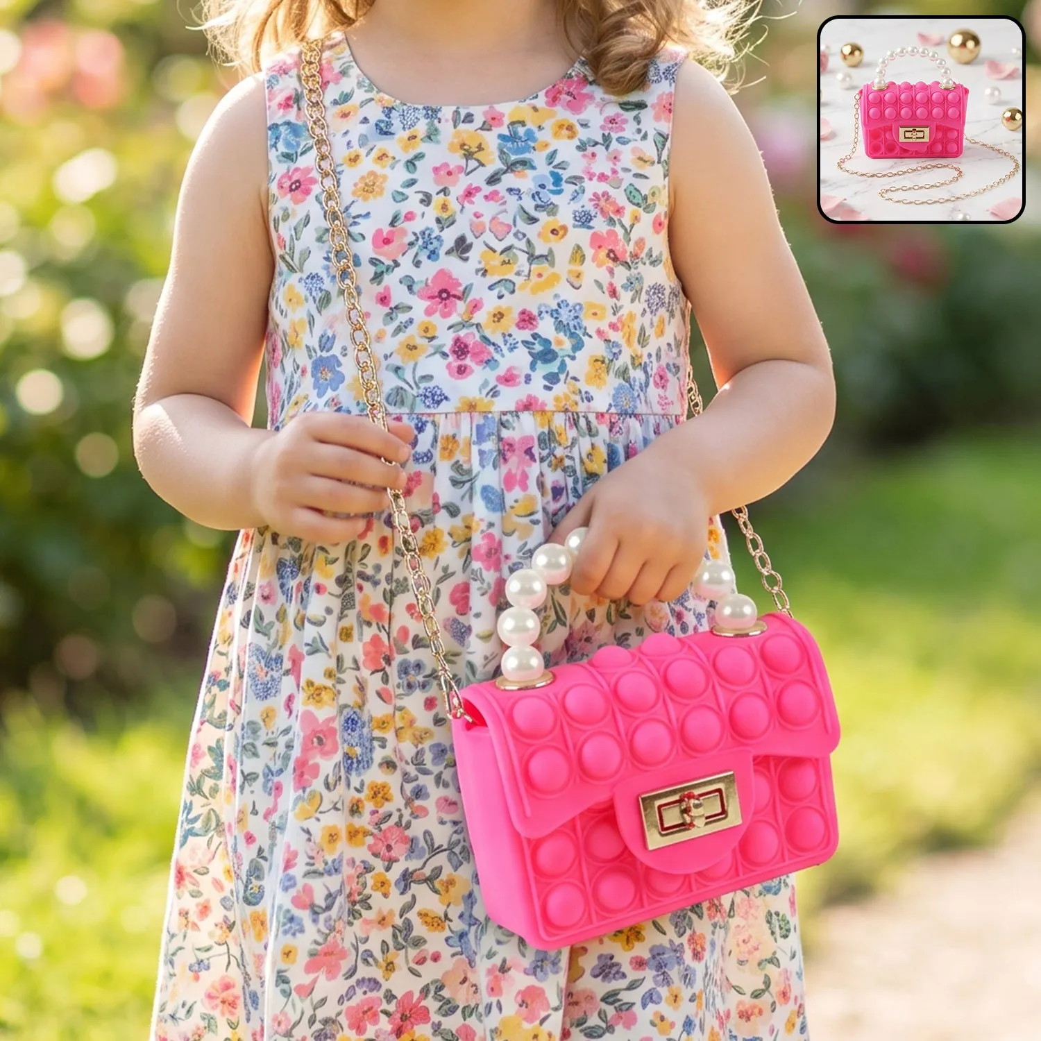 Premium Kids Pop It Fidget Purse Silicone Sling Bag with Pearl Handle (1 Pc) - Buy Online at Alikart