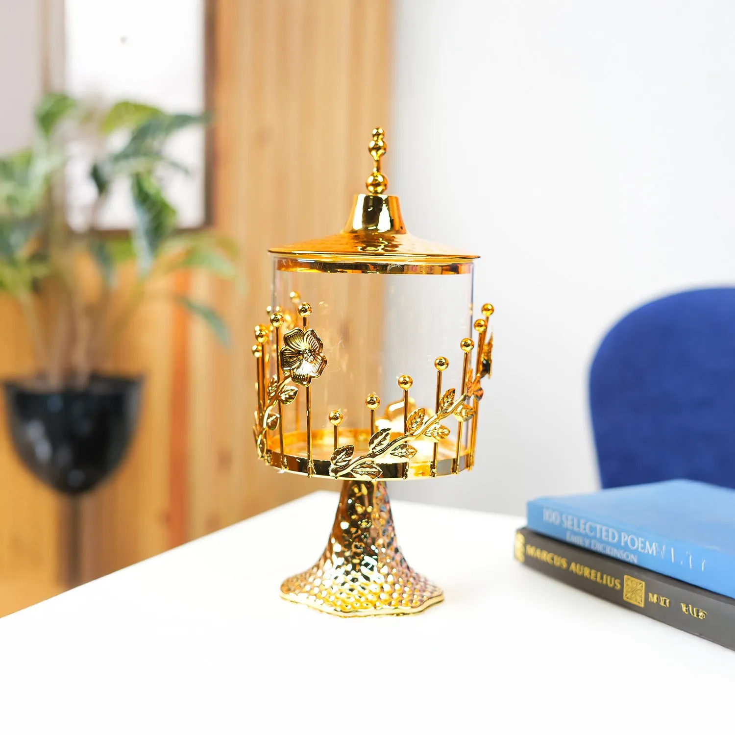 Premium Glossy Golden Iron Candy Bowl (14 x 27.5cm) - Buy Online at Alikart