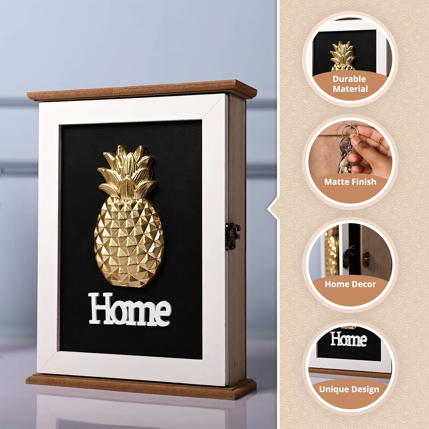 Gold Pineapple Key Holder Box - Detailed Feature View 1