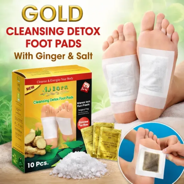 Gold Detox Foot Patch (10 Patches) – Ginger & Salt Adhesive Foot Care Patches for Relaxation, Foot Comfort & Daily Wellness