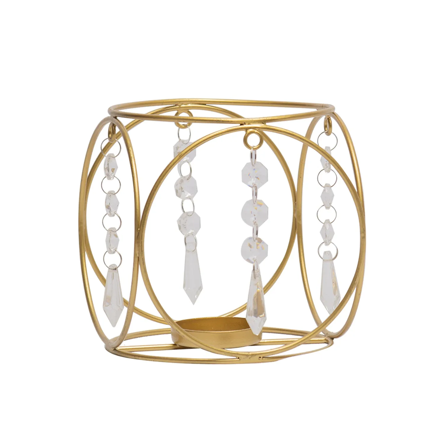 Golden Crystal Hanging T-Lite Holder - Detailed Feature View 2