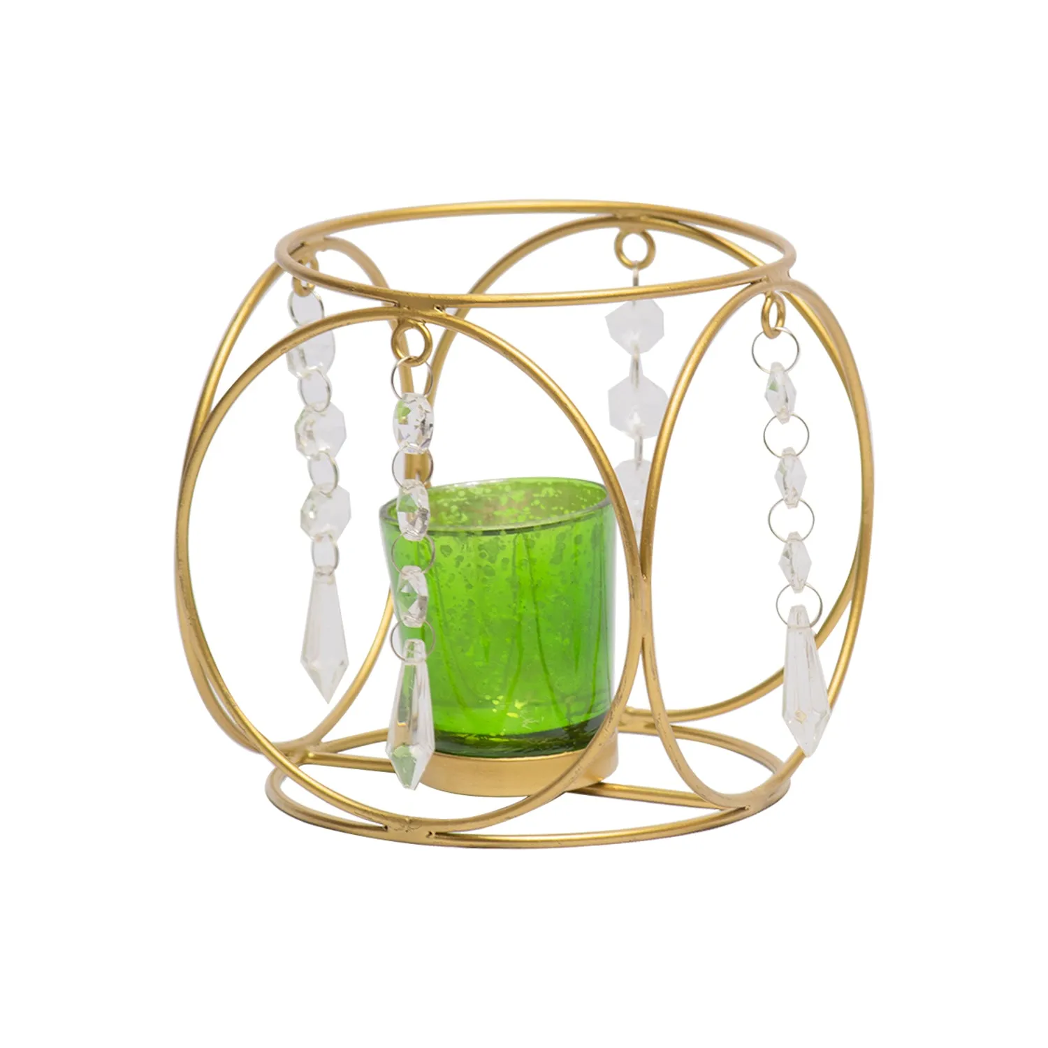 Golden Crystal Hanging T-Lite Holder - Detailed Feature View 3