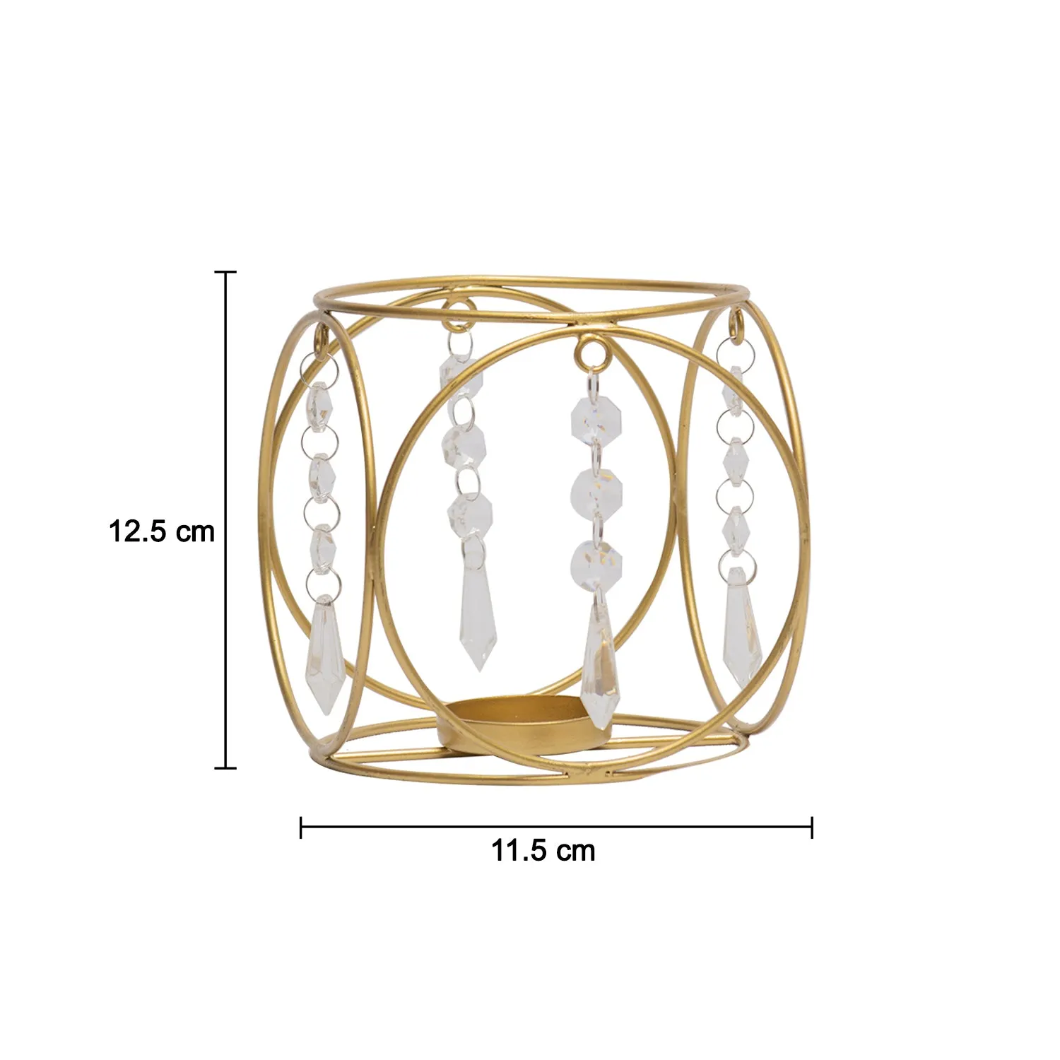 Golden Crystal Hanging T-Lite Holder - Detailed Feature View 4