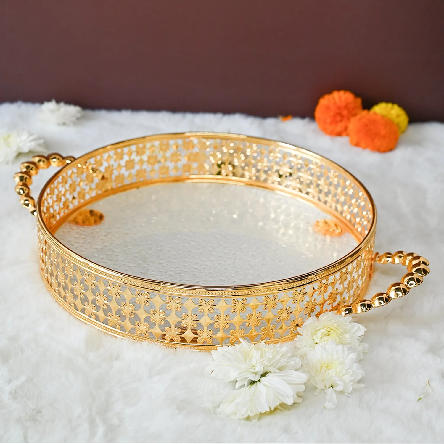 Premium Golden Decorative Basket - Buy Online at Alikart