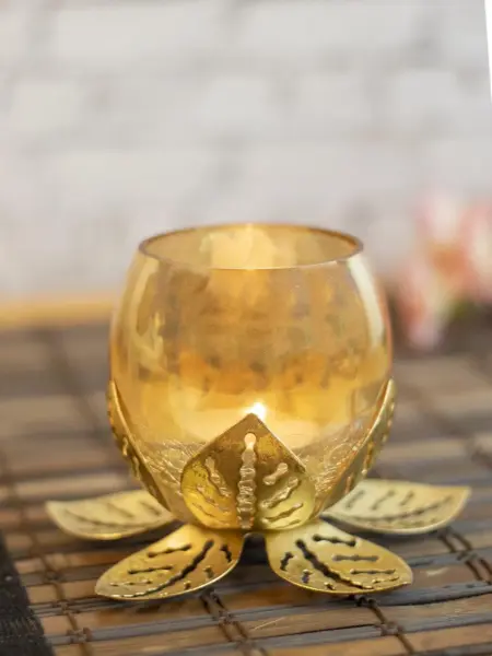 Golden Lotus Tea Light Holder