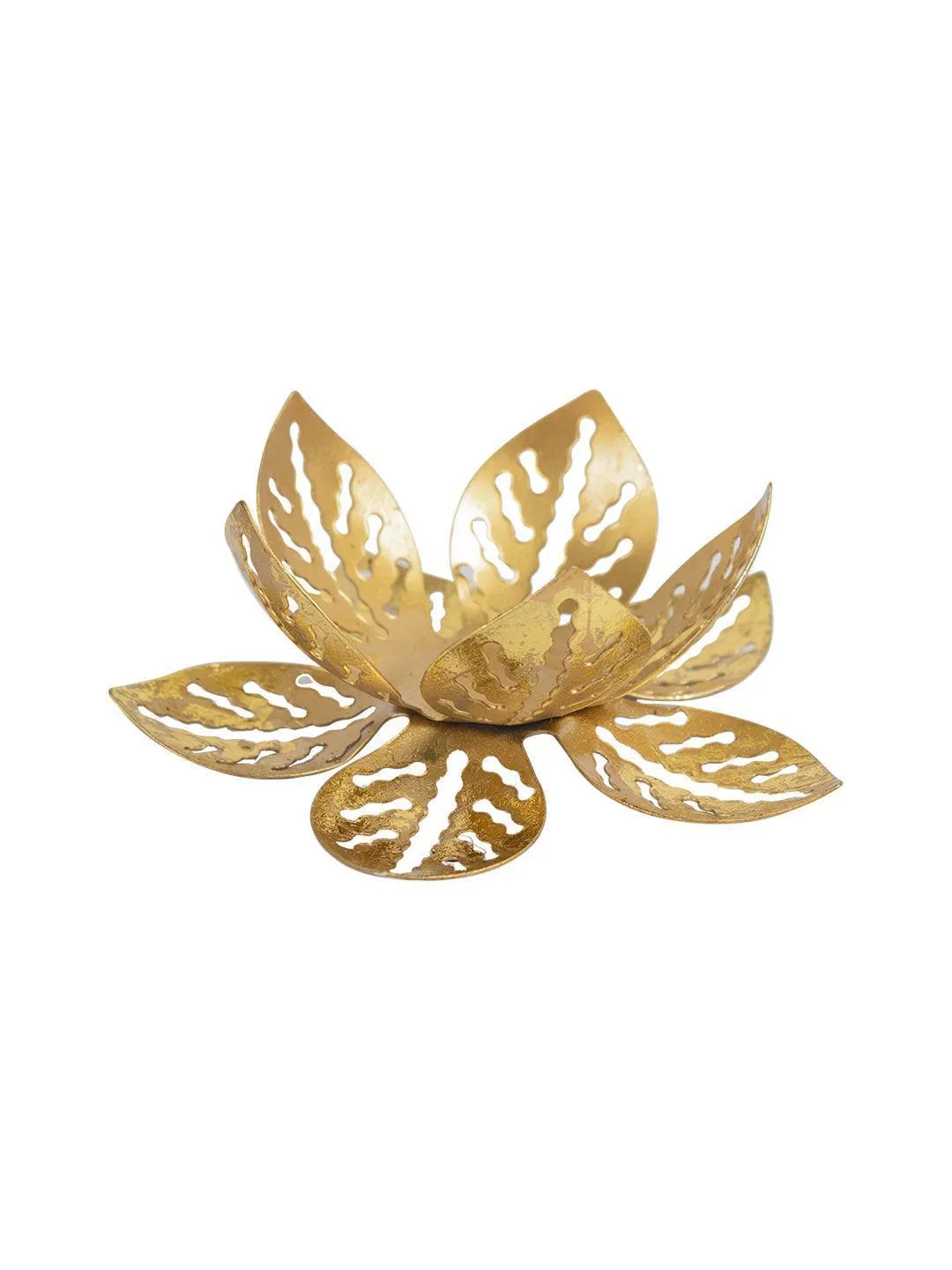 Golden Lotus Tea Light Holder - Detailed Feature View 2