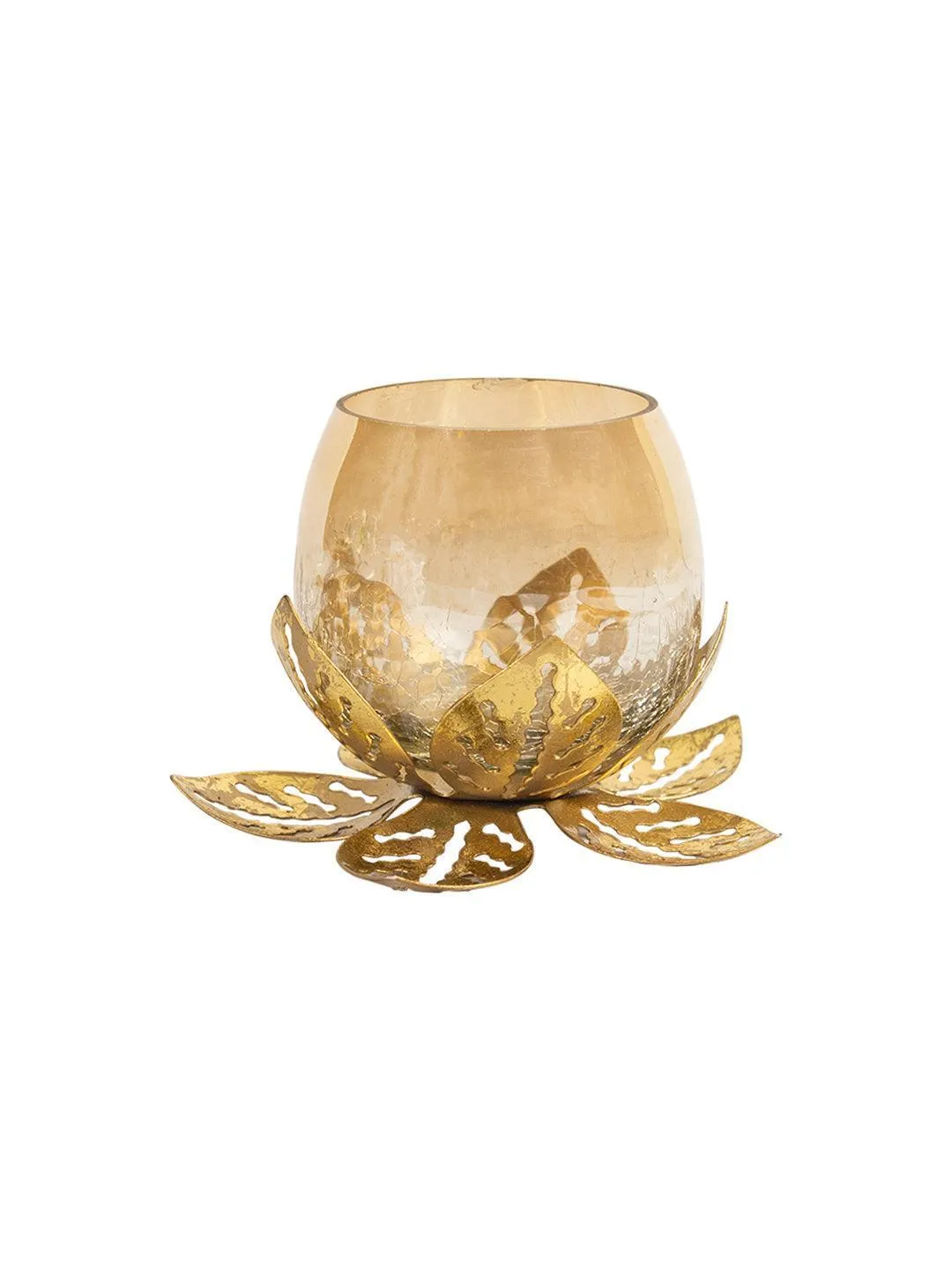 Golden Lotus Tea Light Holder - Detailed Feature View 4