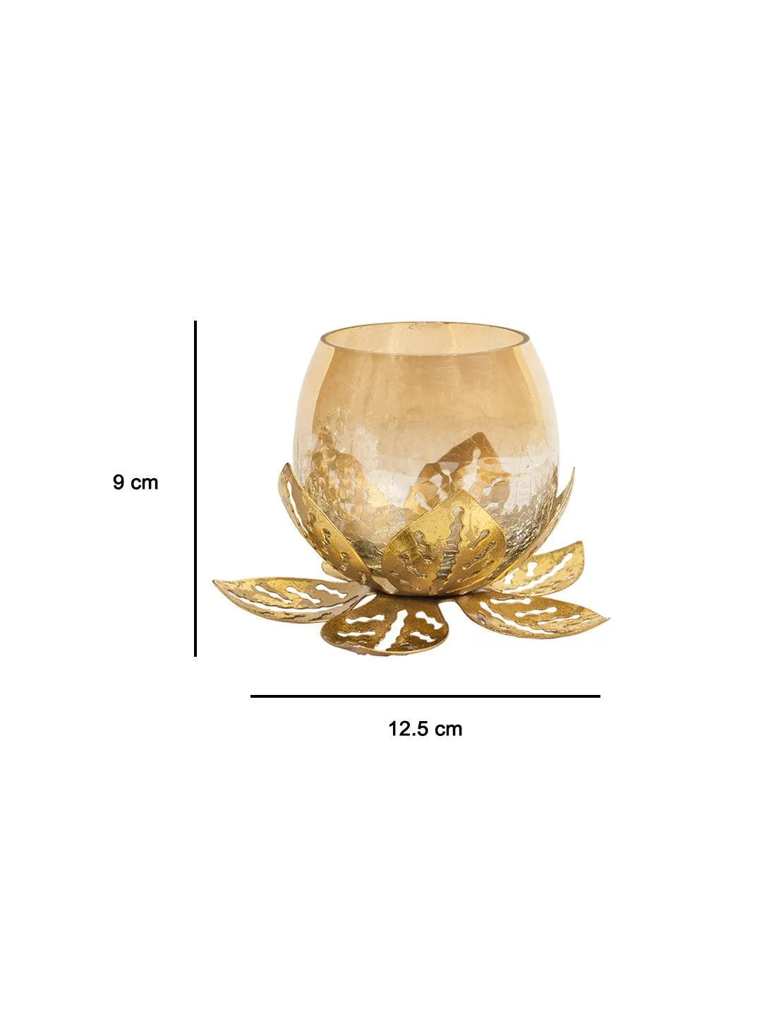 Golden Lotus Tea Light Holder - Detailed Feature View 6