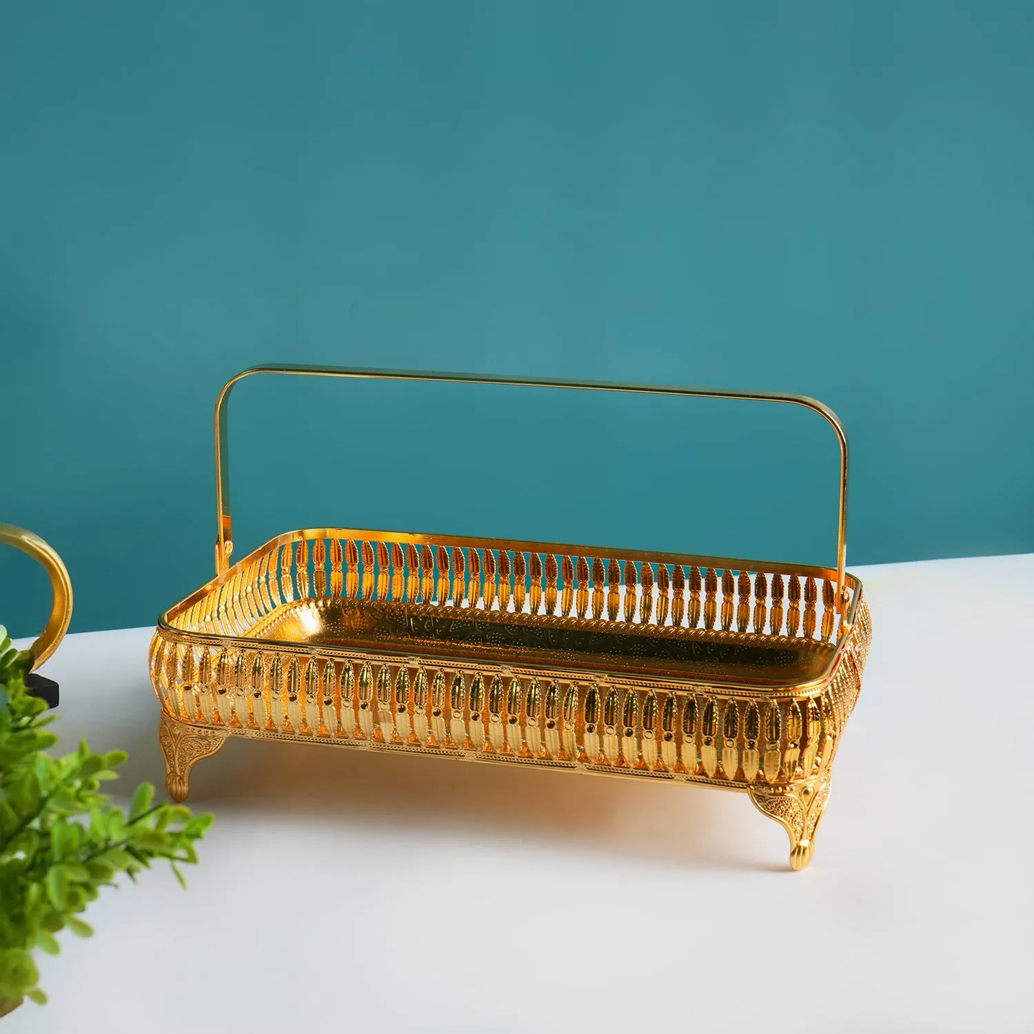 Premium Golden Nordic Iron Basket With Handle - Buy Online at Alikart