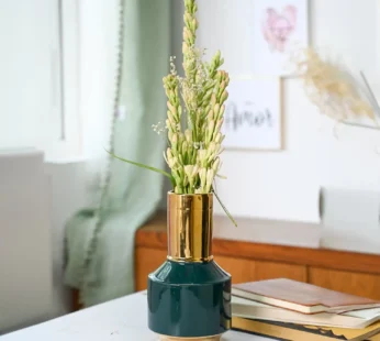 Golden & Teal Plain Ceramic Vase