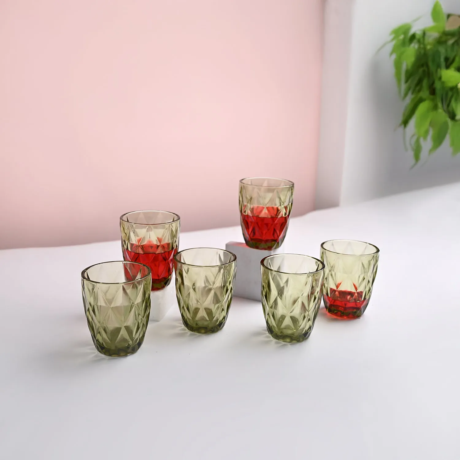 Premium Green Glass Tumbler Set of 6 - Buy Online at Alikart