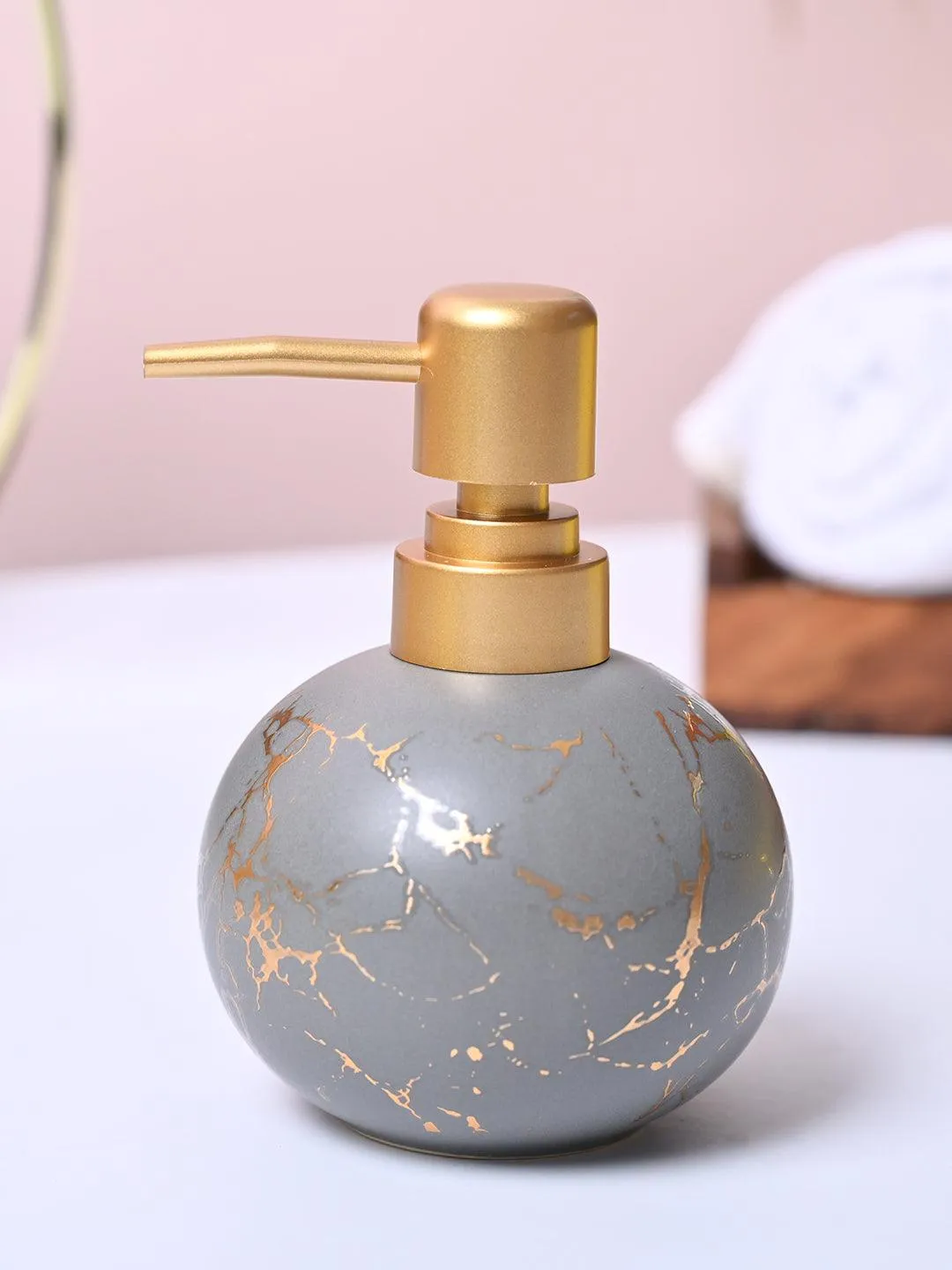Grey Ceramic Soap Dispenser - Detailed Feature View 1