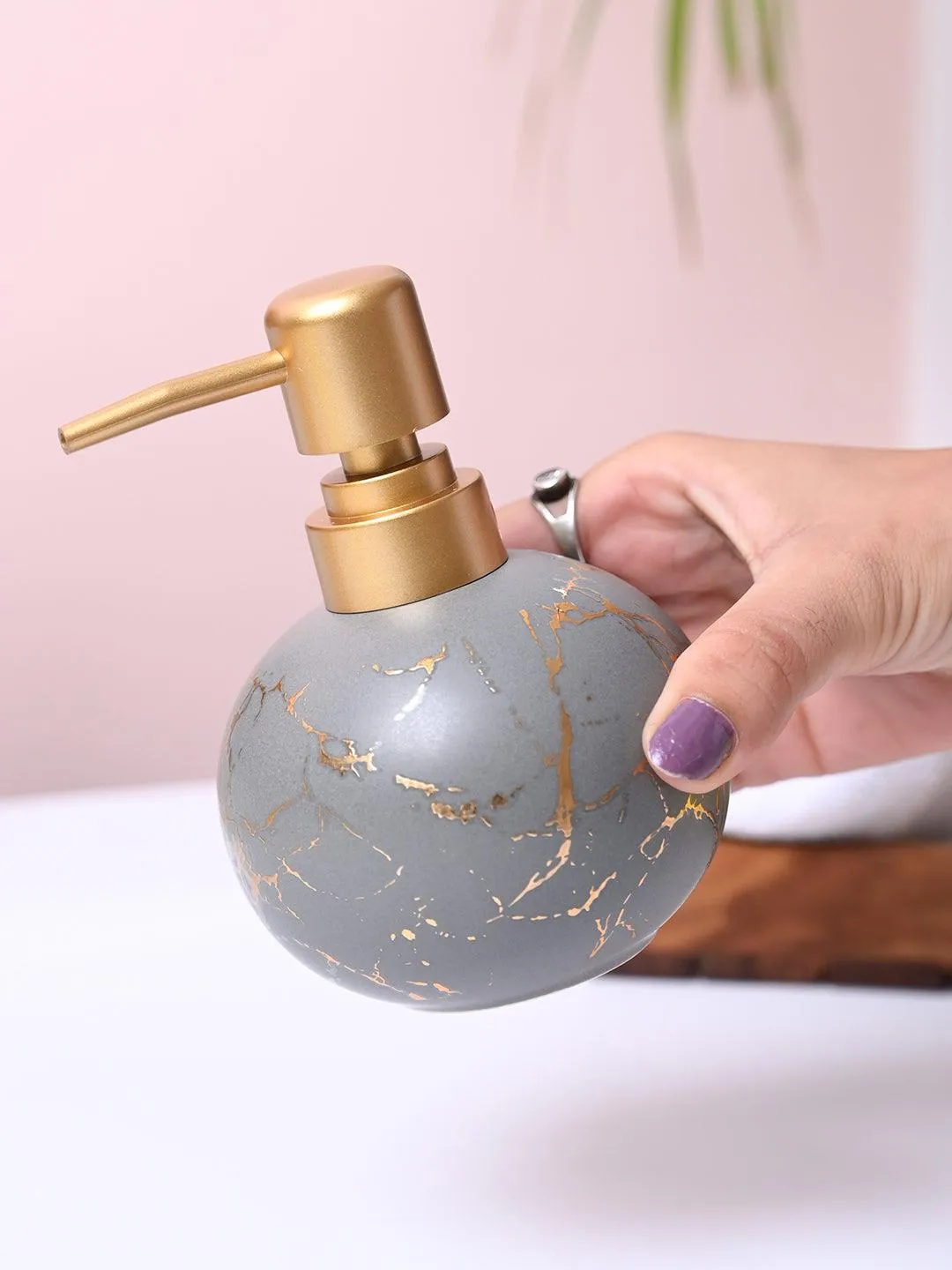 Grey Ceramic Soap Dispenser - Detailed Feature View 3