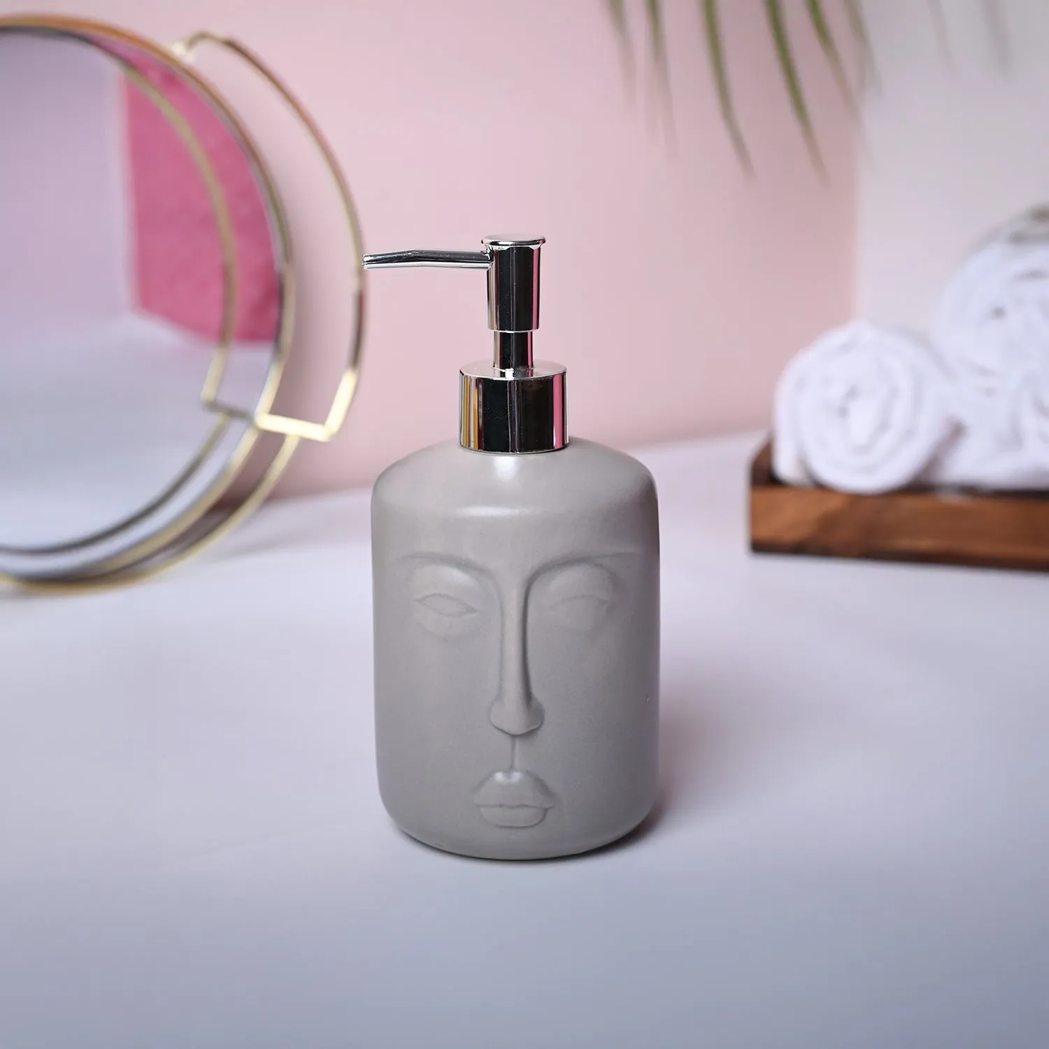 Premium Grey Matte Face Soap Dispenser - Cylindrical Shape - Buy Online at Alikart