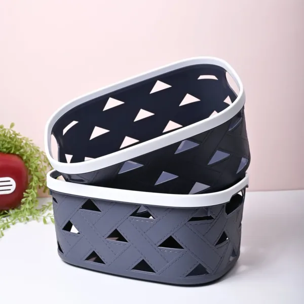 Grey Matte Rectangle Baskets (Set of 2)