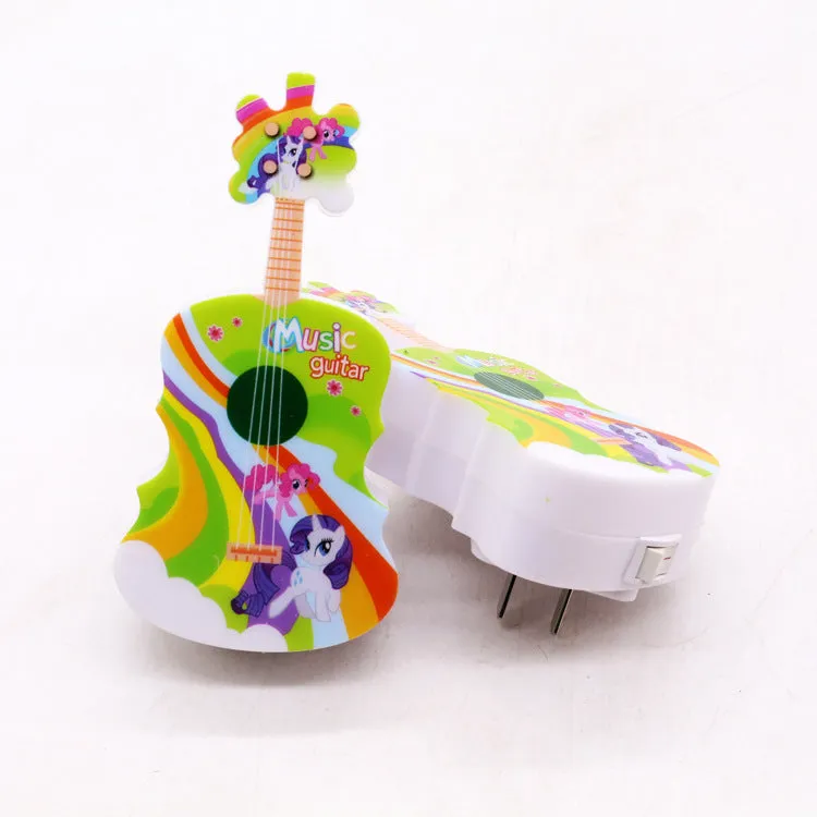 Guitar Shaped LED Night Lamp – Colorful Random Print, Decorative Music-Themed Night Light for Bedroom, Kids, and Living Room(Pack of 1) - Detailed Feature View 2