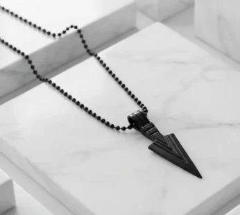 Black Arrow Head Pendant Necklace for Men Matte Ball Chain Spear Fashion Neckpiece