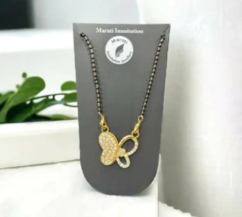 Gold-Toned Butterfly Mangalsutra – Elegant Stone Pendant Charm
