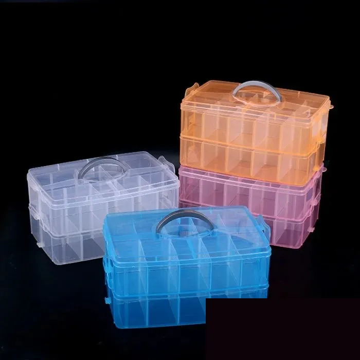 Premium 2 Layer 20-Grid Organizer Storage Box – Jewellery, Craft & Accessories Container with Removable Dividers | Multipurpose Cosmetic & Vanity Organizer (Random Color) - Buy Online at Alikart