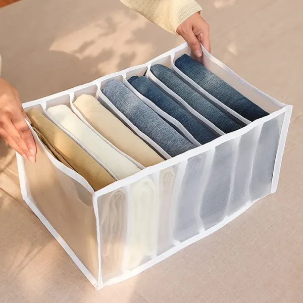 7 Compartment Transparent Clothes Storage Organizer – Heavy Duty Wardrobe Organizer for Shirts, Jeans & Folded Clothes (Pack of 1 )