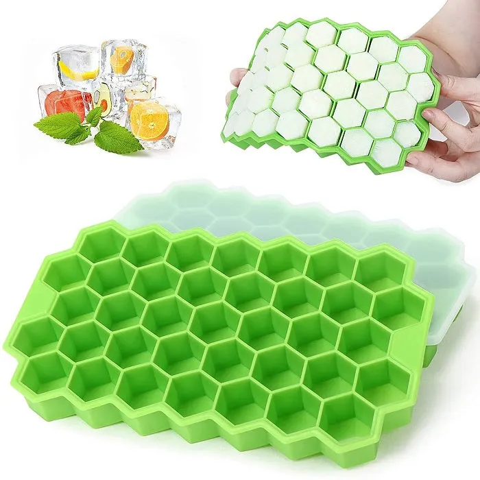 Premium Silicone Honeycomb Ice Tray with Lid – Flexible Non-Stick Ice Cube Mold for Freezer (Random color-Pack of 1) - Buy Online at Alikart