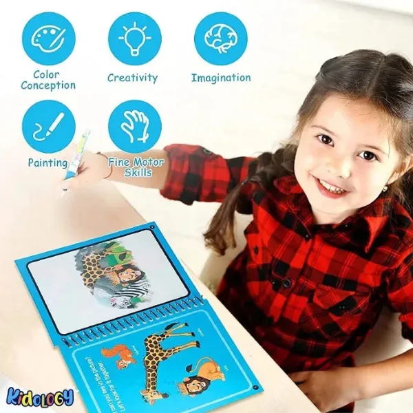 Water Magic Coloring Book for Kids | Reusable Water Reveal Activity Pad with Magic Pen (Random Design)