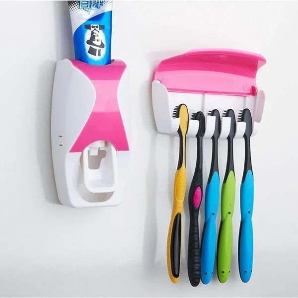 Premium Automatic Toothpaste Dispenser & Holder – Wall-Mounted Toothbrush Organizer for Bathroom | Hands-Free Squeeze & Hygienic Storage - Buy Online at Alikart