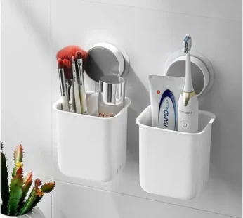 Wall Mounted Toothbrush Holder With Sticker, Toothbrush Holders for Bathroom, Plastic Wall Mounted Self Adhesive, Toothbrush Holder for Toothbrushes, Toothpaste, Shaver, Razor & Brush Holder