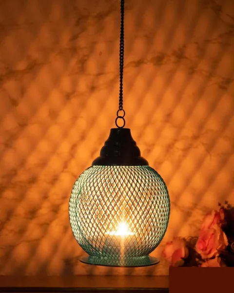 Hanging T-Light Holder, Diwali Décor, Gold, Iron