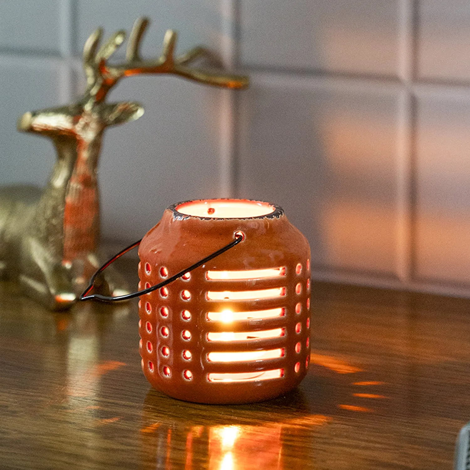 Premium Hanging Tealight Candle Holder - Orange - Buy Online at Alikart