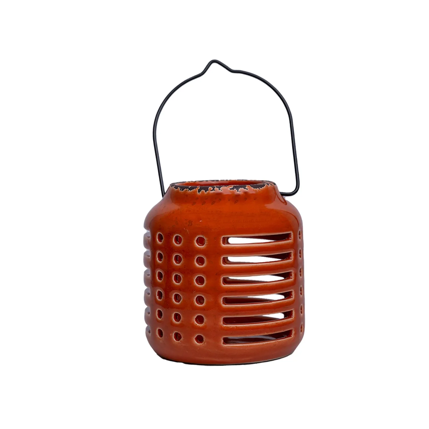 Hanging Tealight Candle Holder - Orange - Detailed Feature View 1