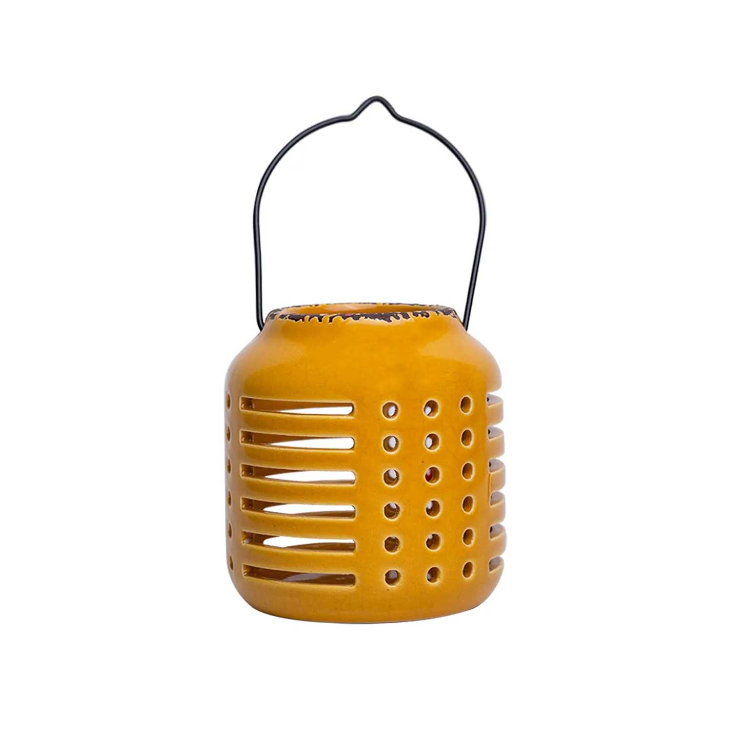 Hanging Tealight Candle Holder - Yellow - Detailed Feature View 1