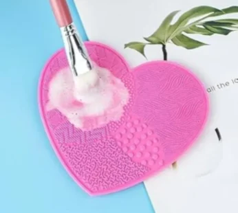Heart Shape Silicone Makeup Brush Cleaner Mat – Gentle Face Brush Cleaning Tool ( Pack of 1 )