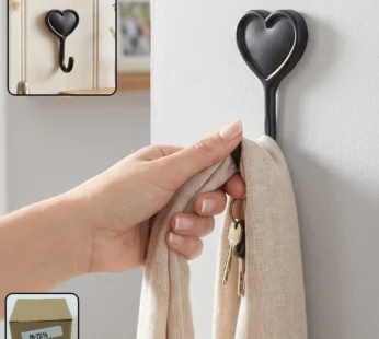 Heavy Duty Self Adhesive Wall Hook Heart Shape Key and Scarf Hanger (1 Pc)