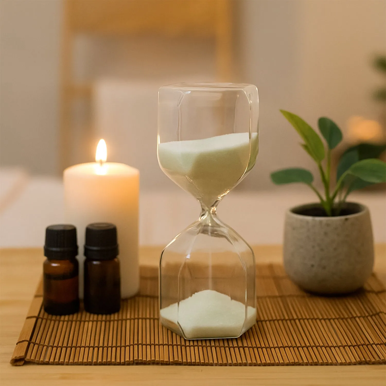 Glass Hourglass Timer – Elegant 2.5-Minute Visual Focus Timer - Detailed Feature View 6