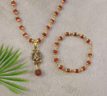 Shivling Pendant Necklace with Rudraksha Bead Combo – Spiritual Elegance