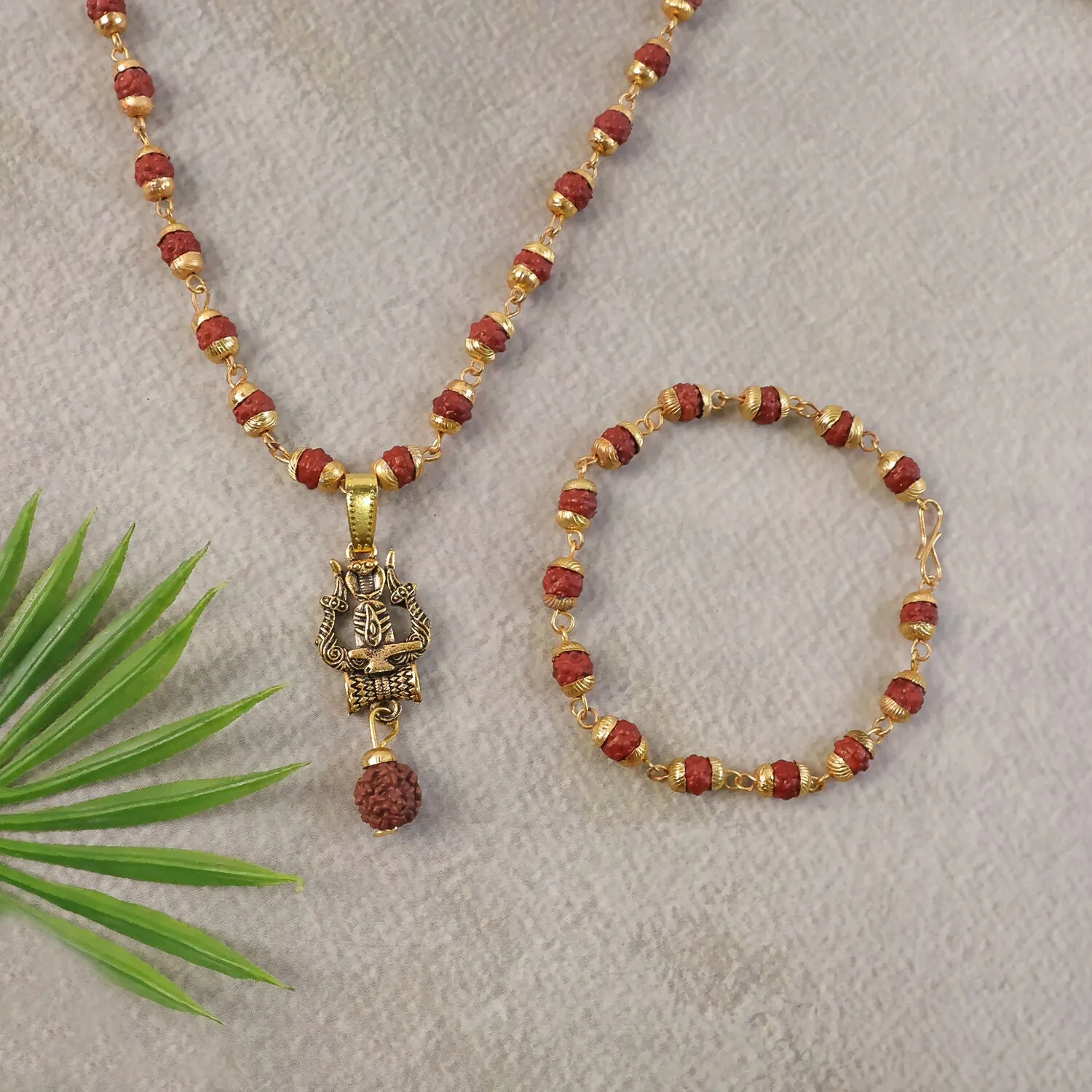 Premium Shivling Pendant Necklace with Rudraksha Bead Combo – Spiritual Elegance - Buy Online at Alikart