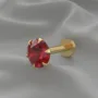 Premium Gold plated Ruby Flat Back Stud Earring Internally Threaded for women and girls - Buy Online at Alikart