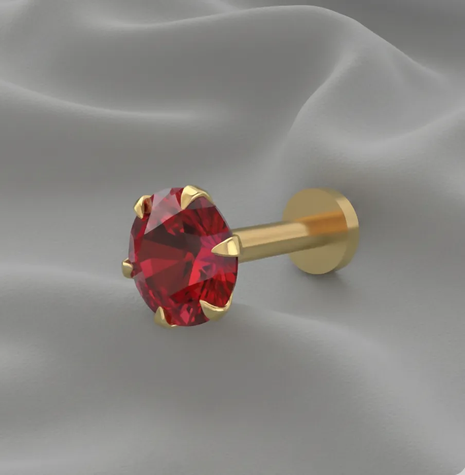 Premium Gold plated Ruby Flat Back Stud Earring Internally Threaded for women and girls - Buy Online at Alikart