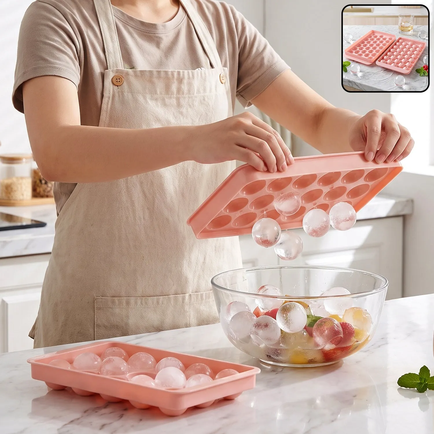 Premium Plastic Round Ice Ball Tray Mould with Flexible Base for Freezer (1 Pc) - Buy Online at Alikart