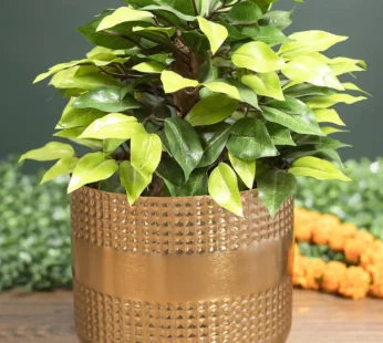 Indoor Golden Hammered Floor Planter