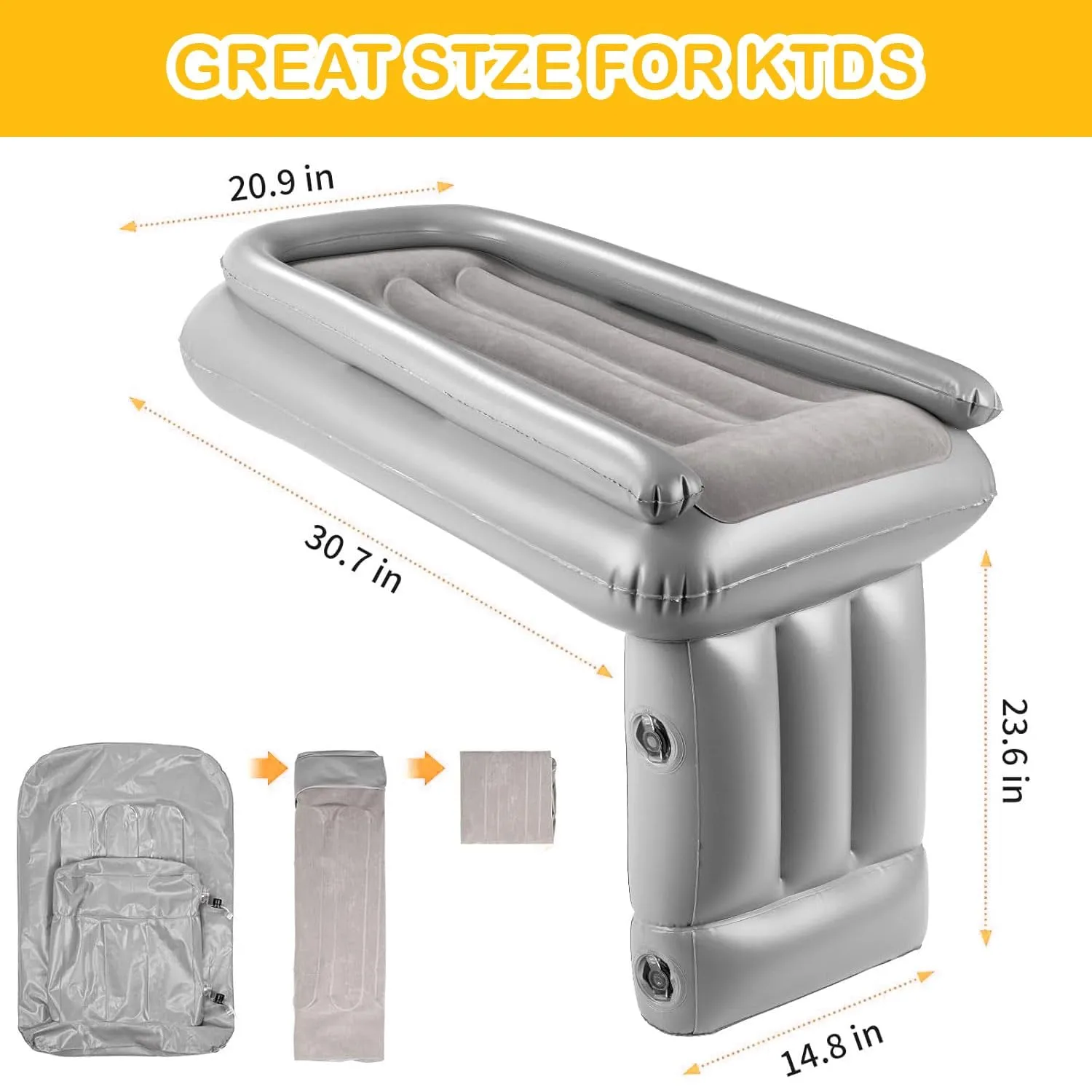 Inflatable Travel Air Bed Mattress for Car Back Seat Kids Baby (1 Set) - Detailed Feature View 5