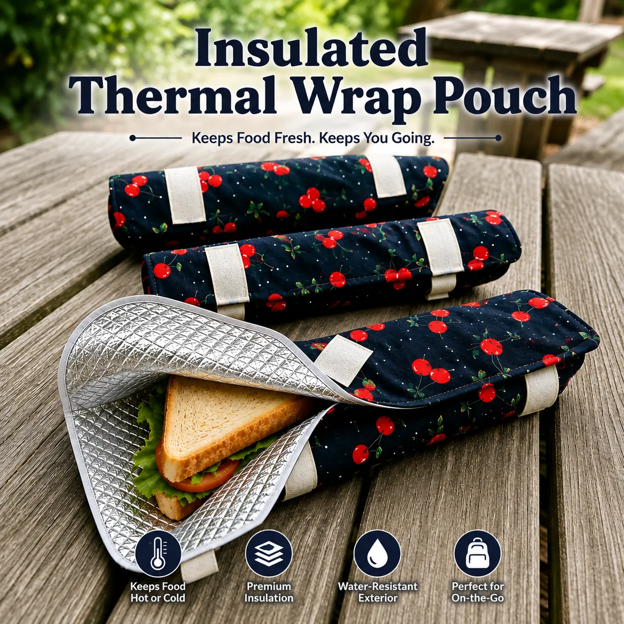 Premium Insulated Thermal Wrap Pouch | Reusable Food Storage Wrap Pouch with Velcro Closure | Waterproof, Leak-Resistant & Portable Frankie /Roti Roll Holder - Buy Online at Alikart