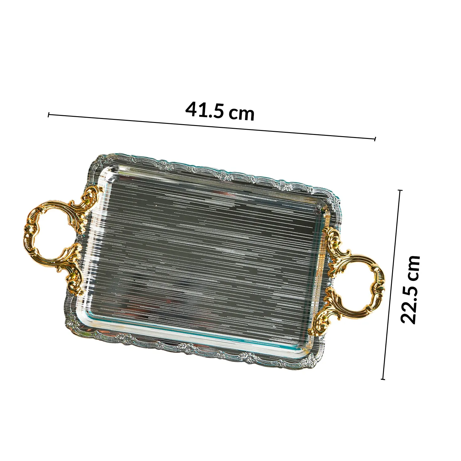 Iron Decorative Tray with Silver & Gold Handle - Detailed Feature View 5