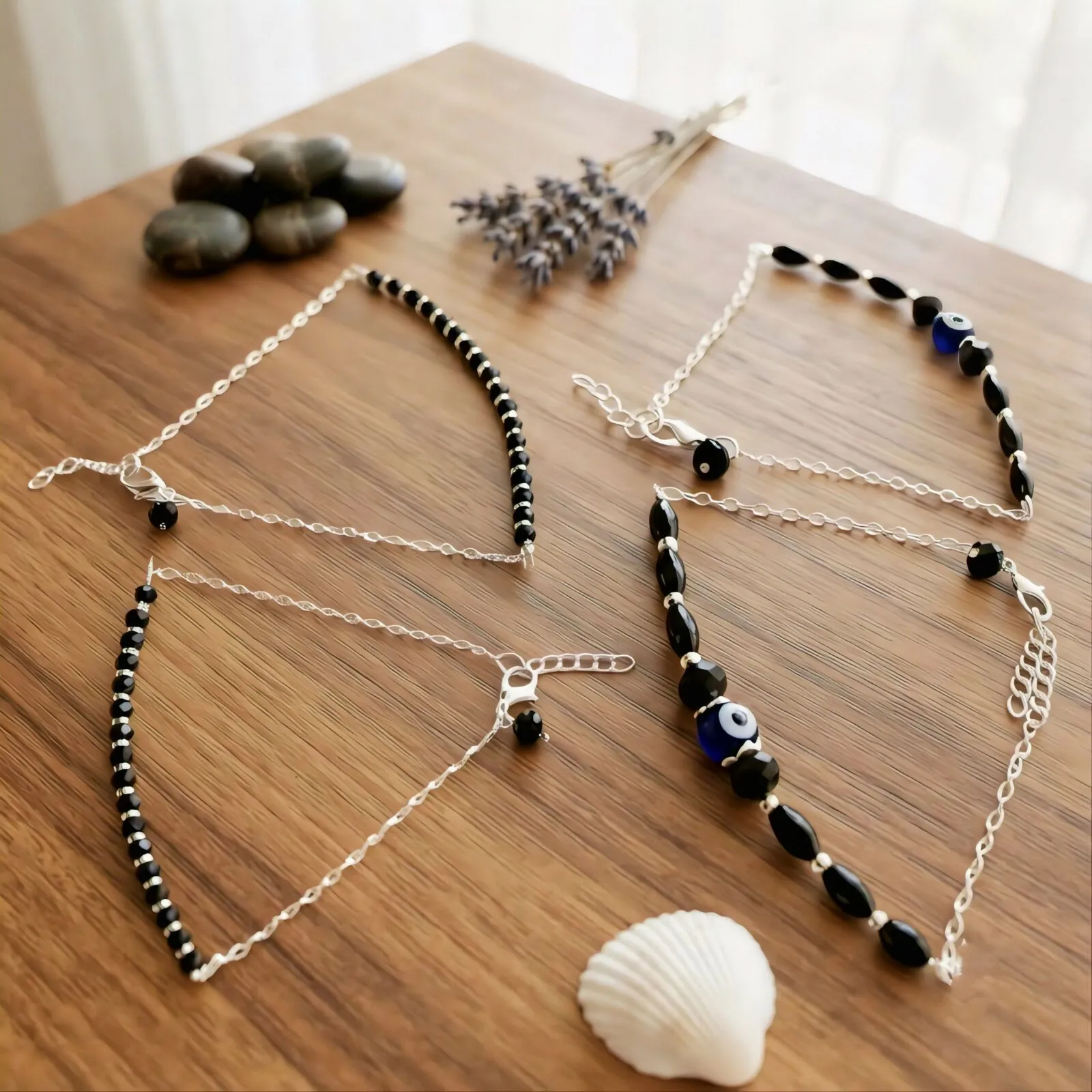 Premium Premium Black Bead and Evil Eye Anklet Set,payal combo set - Buy Online at Alikart