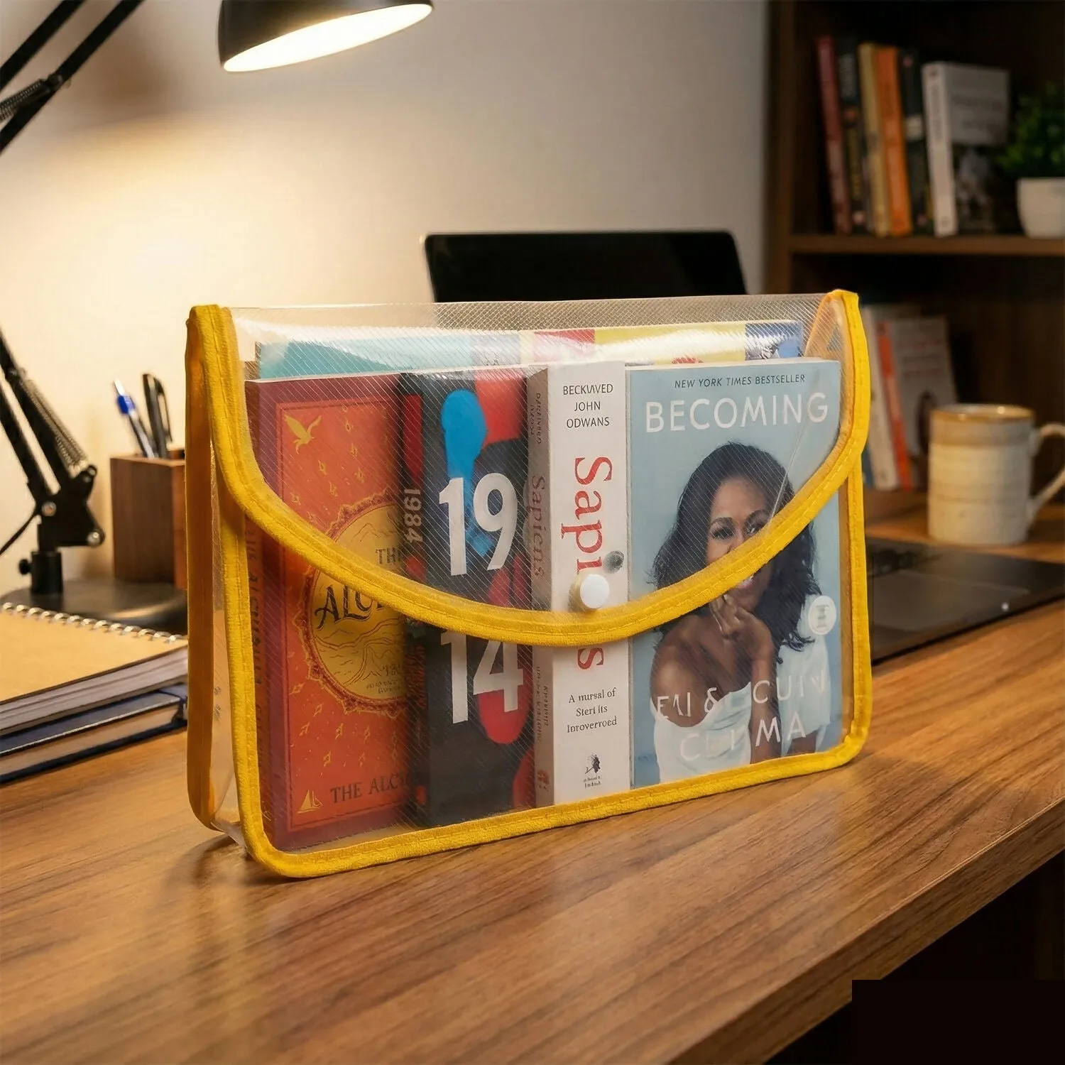 Transparent Document Folder – Secure Button Closure, Multicolour - Detailed Feature View 5
